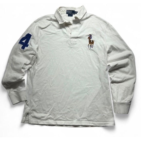 Polo Ralph Lauren Other - Polo Ralph Lauren Big Pony White Long Sleeve Rugby Shirt Mens XL Custom Fit 4
